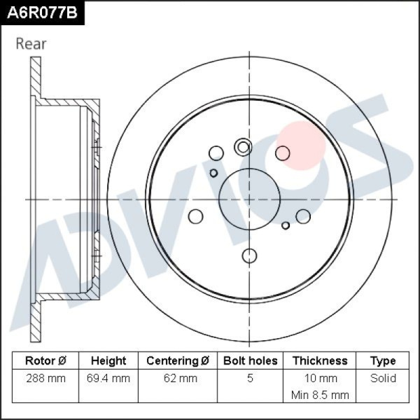 Диск тормозной зад. ADVICS LEXUS RX 2003 - 2008   TOYOTA HARRIER 2003 - 2013   TOYOTA Highlander 2003 - 2007   TOYOTA KLUGER 2000 - 2007                                                                                                                       