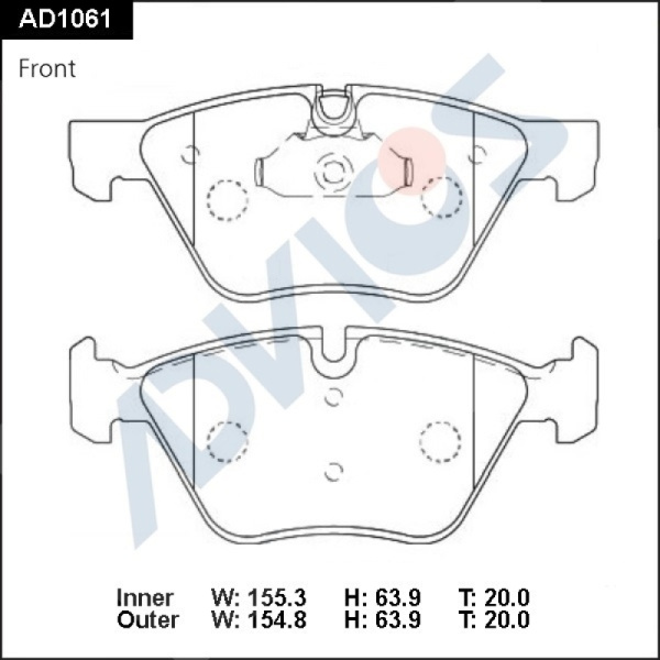 Дисковые тормозные колодки ADVICS (еврокерамика) передние BMW 3 SERIES 2004 - 2008   BMW 5 SERIES 2003 - 2010