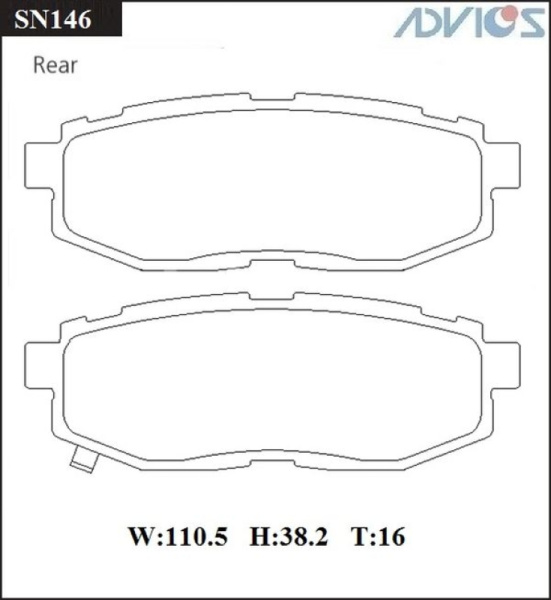 Дисковые тормозные колодки ADVICS задние Subaru FORESTER 2013 -    Subaru LEGACY 2009 - 2014   Subaru OUTBACK 2009 - 2015   Subaru TRIBECA 2004 - 2014                                                                                                         