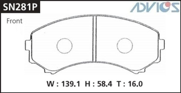 Дисковые тормозные колодки ADVICS передние MAZDA BONGO 1999 - 2020   MAZDA MPV 1991 - 1995   MITSUBISHI DELICA 1999 - 2011   NISSAN VANETTE 1999 - 2015