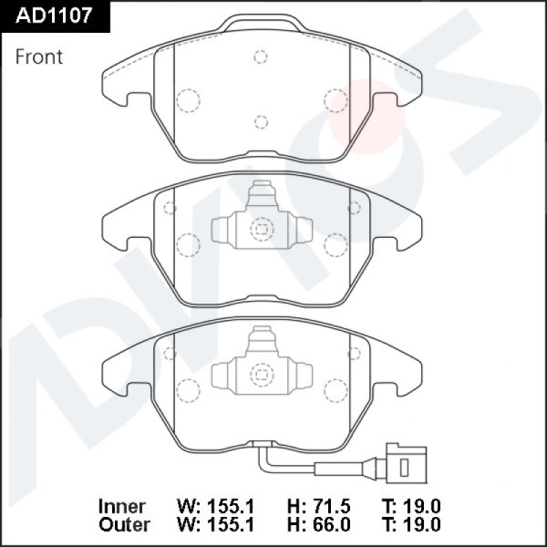 Дисковые тормозные колодки ADVICS (еврокерамика) передние AUDI A1 2010 -    AUDI A3 2003 - 2013   SKODA Fabia 2010 - 2018   SKODA Octavia 2004 - 2013   SKODA Rapid 2012 -    SKODA Superb 2008 - 2015   SKODA Yeti 2009 - 2018   VOLKSWAGEN CADDY 2010 - 2015 