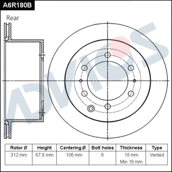 Диск тормозной зад. ADVICS LEXUS GX 2002 -    TOYOTA 4RUNNER 2002 - 2009   TOYOTA FJ CRUISER 2005 - 2014   TOYOTA HILUX 2002 - 2009   TOYOTA LAND CRUISER PRADO 120 2002 - 2009   TOYOTA LAND CRUISER PRADO 70 1993 - 1996   TOYOTA LAND CRUISER PRADO 90 1996 