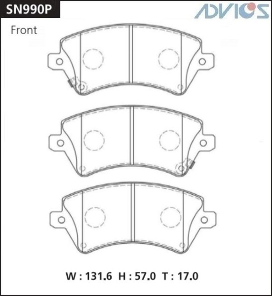 Дисковые тормозные колодки ADVICS передние TOYOTA COROLLA 2001 - 2007