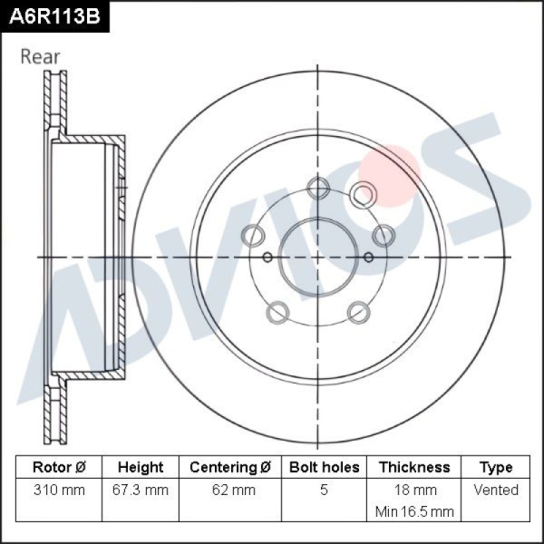Диск тормозной зад. ADVICS LEXUS GS 2005 -    LEXUS IS 2005 - 2014   TOYOTA CROWN 2003 - 2018   TOYOTA MARK II 2004 - 2016                                                                                                                                     