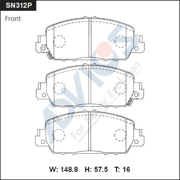 Дисковые тормозные колодки ADVICS передние Honda ACCORD 2012 - 2016   Honda ODYSSEY 2013 -    Honda STEPWGN 2015 - 2021   Honda VEZEL 2013 -                                                                                                                   