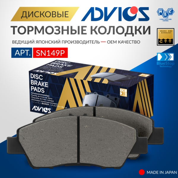 Дисковые тормозные колодки ADVICS передние Honda CIVIC 2003 - 2011   Honda CR-Z 2010 - 2017   Honda FIT 2007 - 2020   Honda FREED 2011 - 2024   Honda GRACE 2014 - 2017   Honda INSIGHT 2009 - 2014   Honda JAZZ 2008 - 2015   Honda SHUTTLE 2015 -            