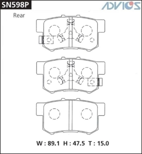 Дисковые тормозные колодки ADVICS Honda ACCORD 2008 - 2016   Honda CIVIC 2003 - 2005   Honda CR-V 2001 - 2018   Honda ODYSSEY 2013 -    Honda STEPWGN 2009 - 2015